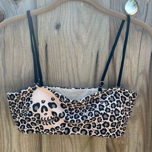 Skull cheetah print bikini top